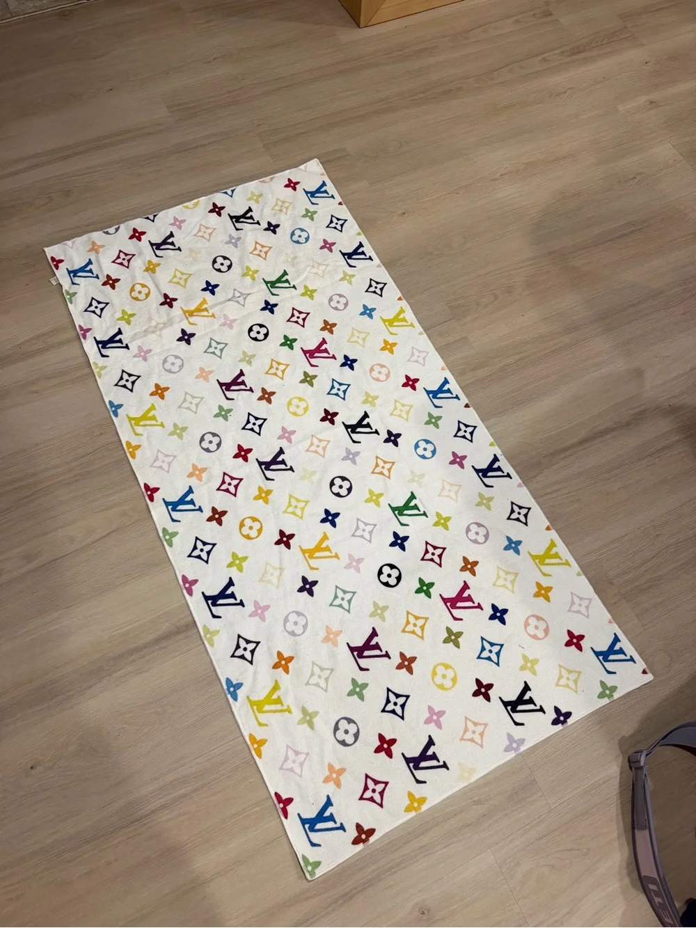 White Multicolor Monogram Beach Towel